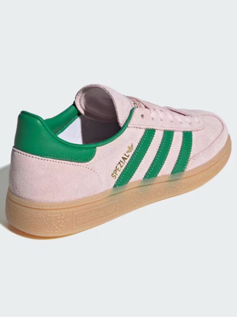 adidas Originals Pink Suede Spezial with Green Stripes and Gum Sole - Picture 5 of 9